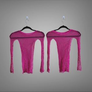 Pink fishnet top